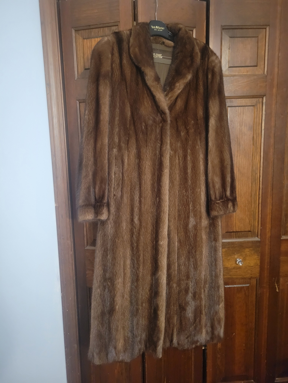Classic Evans Chestnut Mink Fur Long Coat - Women's Elegant Outerwear